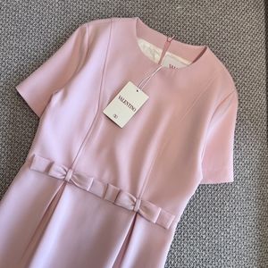 Valentino Cherry Blossom Pink Bow Short Sleeve Dress